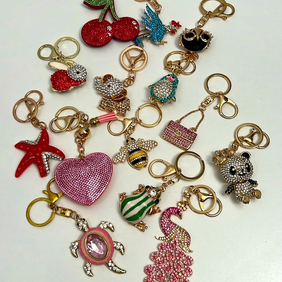 Bag Charms Key Chains Rhinestone Bag Charms - Picture 1 of 9